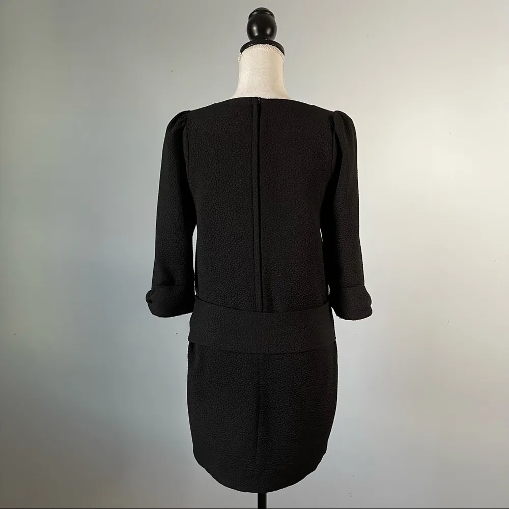 H&M | Black Textured Mod Inspired Dress Sz 4 - Image 6