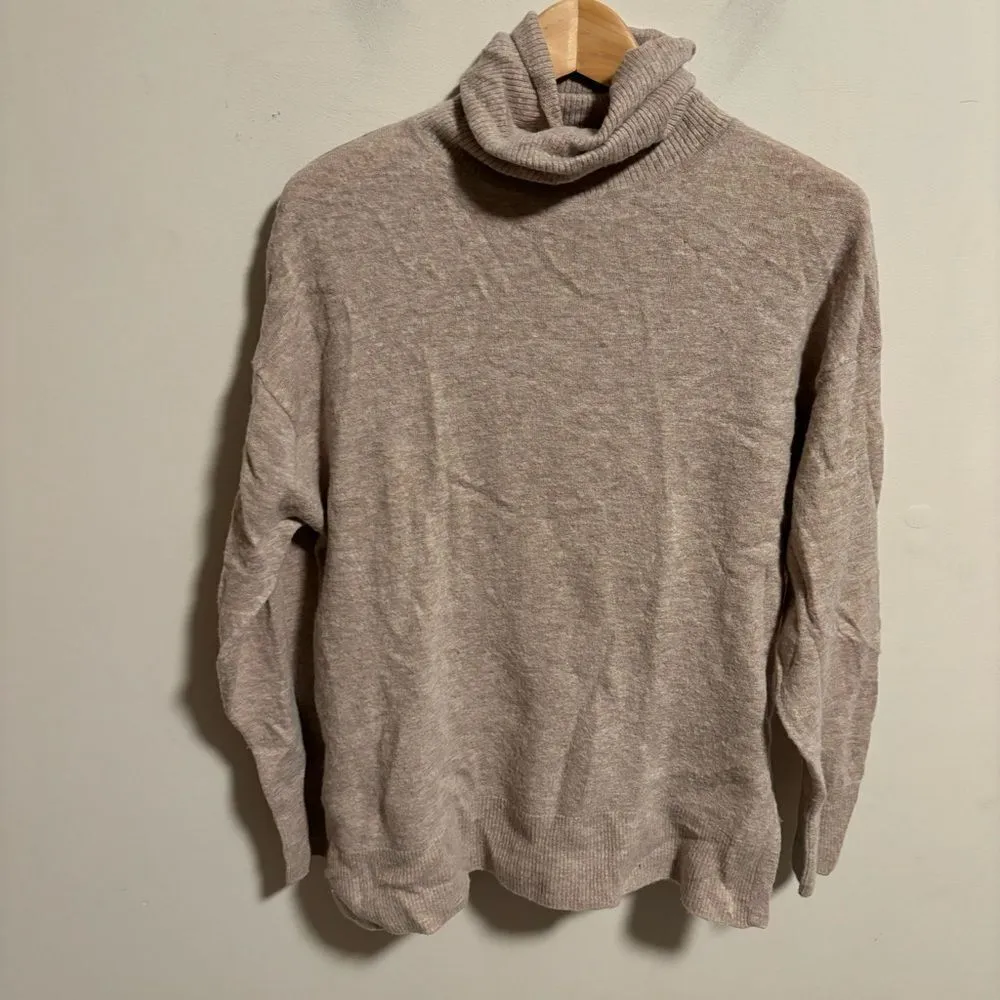 MNG by mango Perkins 100% Wool Turtleneck Slit Sweater Oversized- Size Medium - Image 2