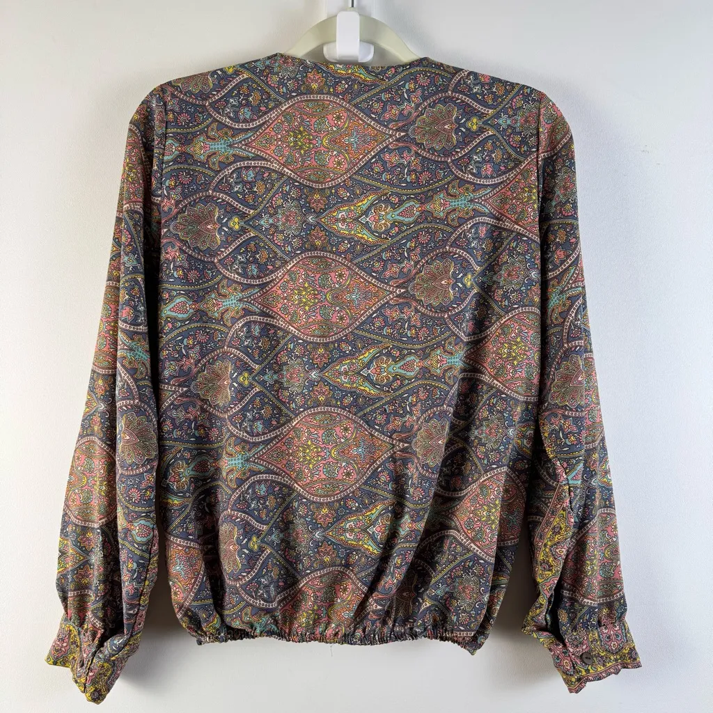 Boemo Wrap Top Shirt Blouse Festival Hippie Boho Bohemian Pink Medium Paisley - Image 7