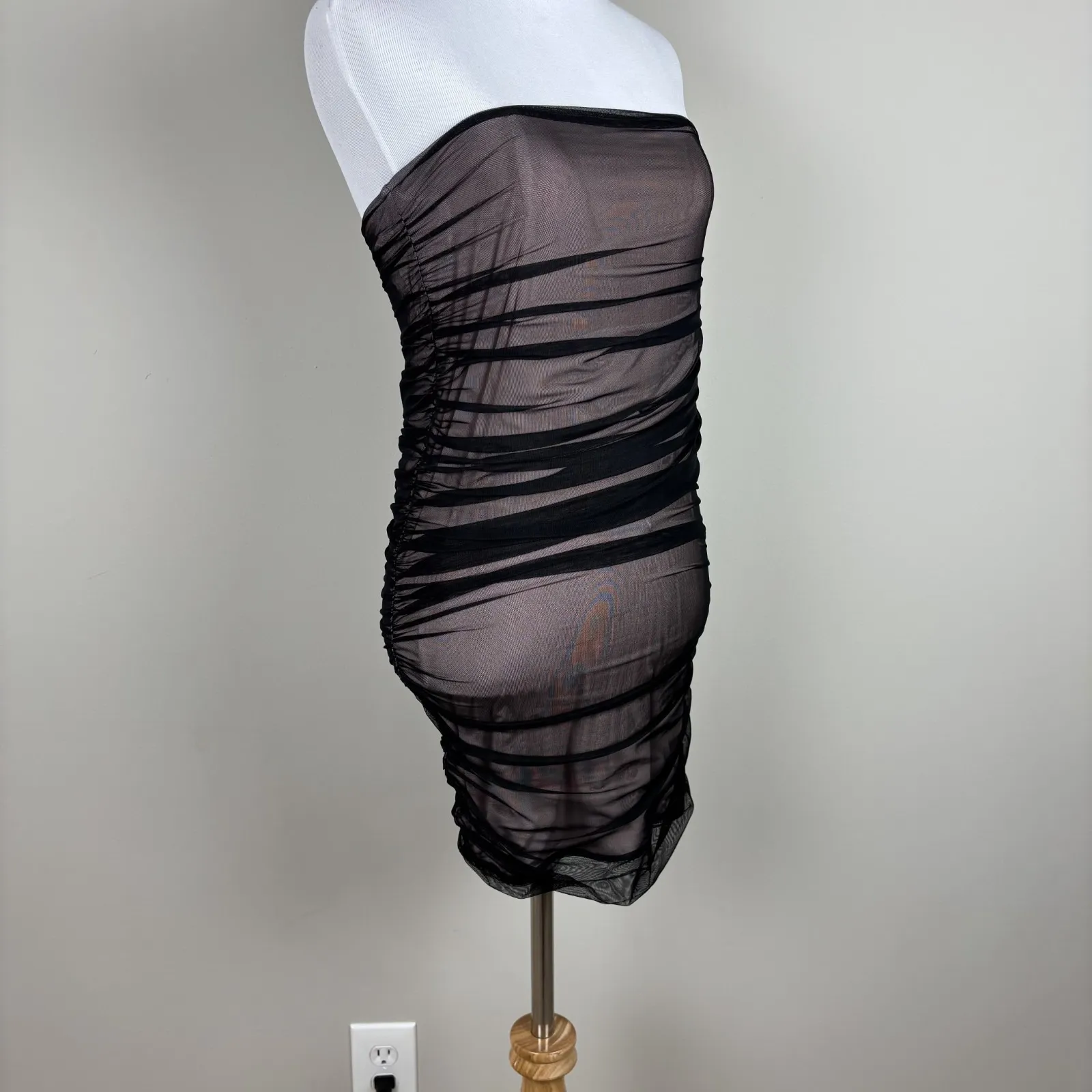 House Of CB London Dress Small‎ Black Strapless Mini Bodycon Cocktail Whimsigoth - Image 4