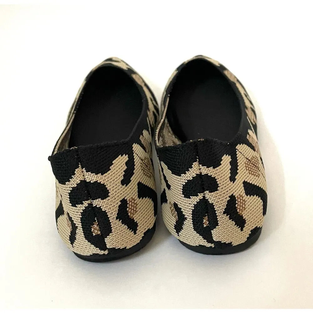 Mia Ballerina Pointed Stretch Flats Animal Print Tan Size 6 NEW - Image 4