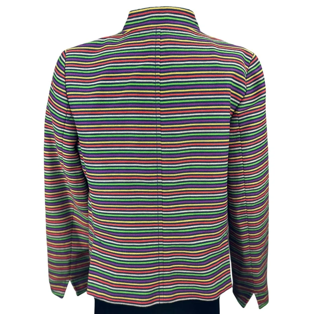 Talbots Multicolor Black Striped Blazer Jacket Womens Size 8 Retron Statement - Image 2