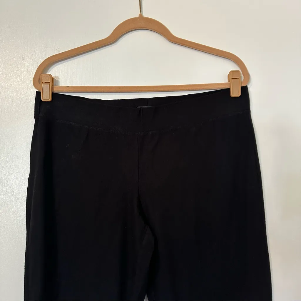 Eileen Fisher Stretch Pull On Flat Waist Pants Black Womens Large Slim Leg - Image 2
