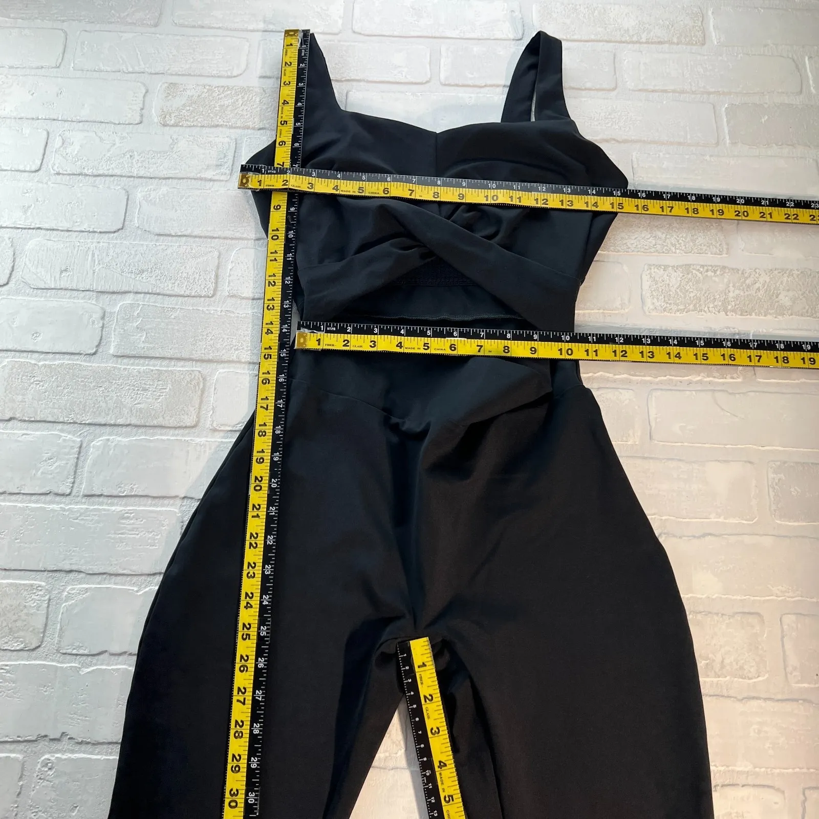 Girlfriend Collective Unitard Jumpsuit Women Large Black Cutout Twist Front Yoga - Image 8