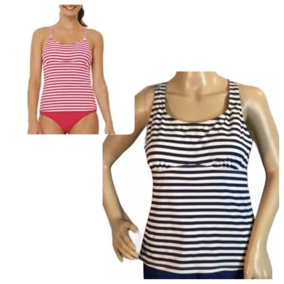 Lands' End  Striped Tankini With Full Bra Insert 8 - Image 2