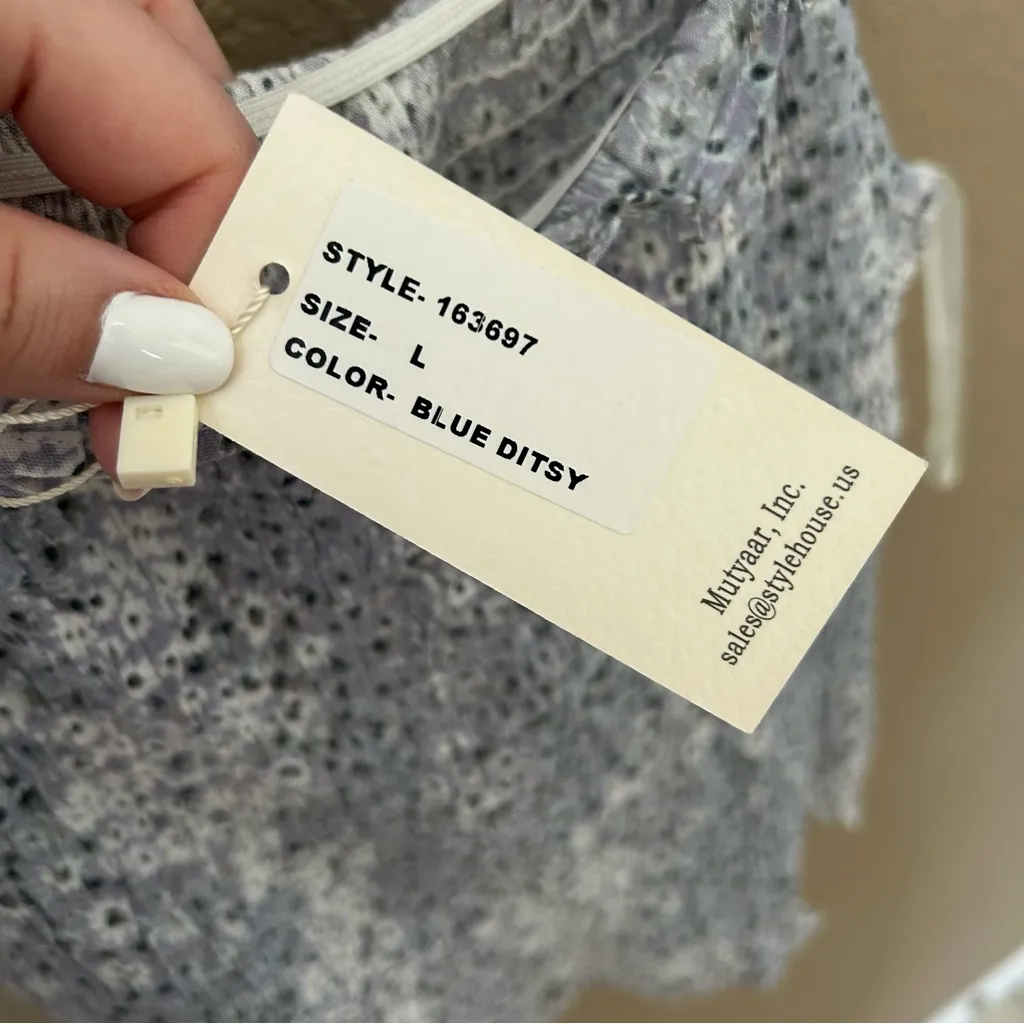 NWT Sim Sam Floral Smocked Tank Sheer Frilly Ditsy Floral Shirred Spring Summer - Image 3