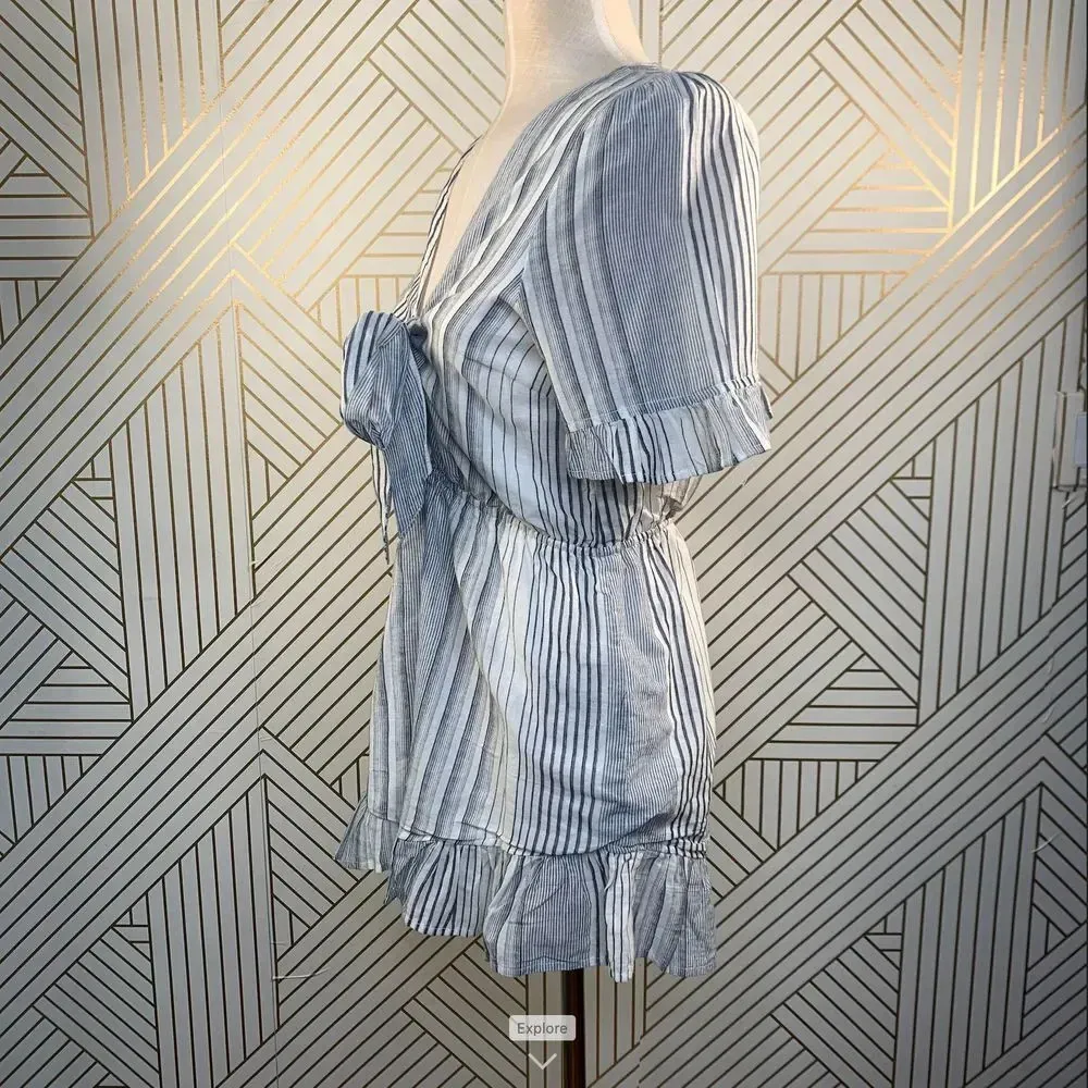 Lucca Couture Front Tie Short Sleeve Stripe‎ Romper - Image 6