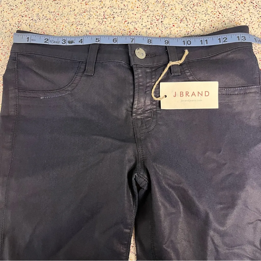 NWT J Brand Coated Denim Super Skinny Low Rise Jeans Midnight Navy Women’s 27 - Image 8
