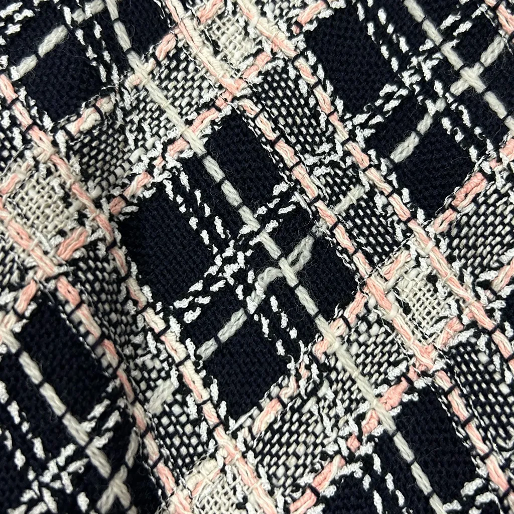 Miu Miu Navy and Pink Plaid Flare Pleated Skirt - Image 6