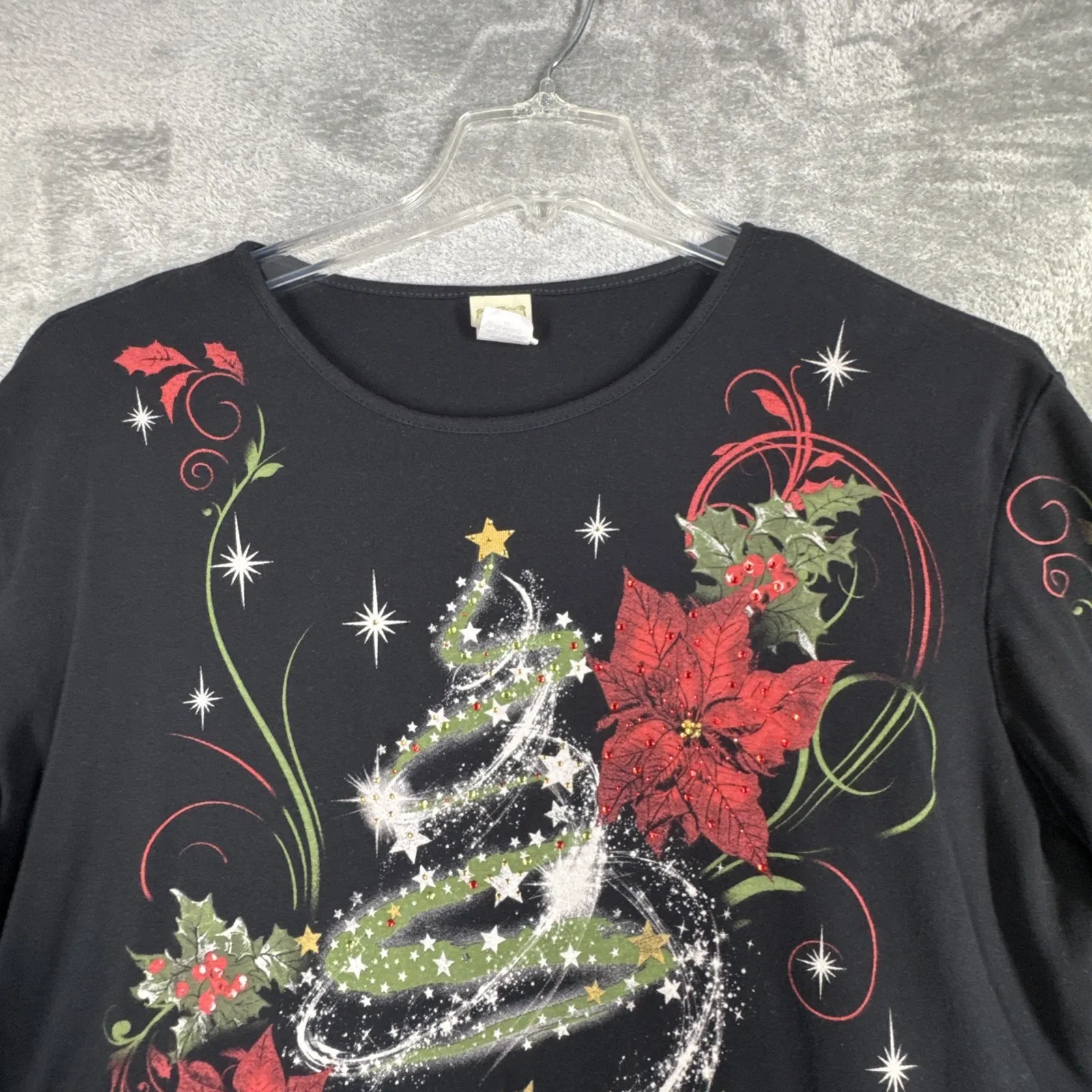 Jess & Jane Shirt Women Black Red Multi Christmas Casual‎ Artsy Art to Wear 3X Size undefined - Image 4