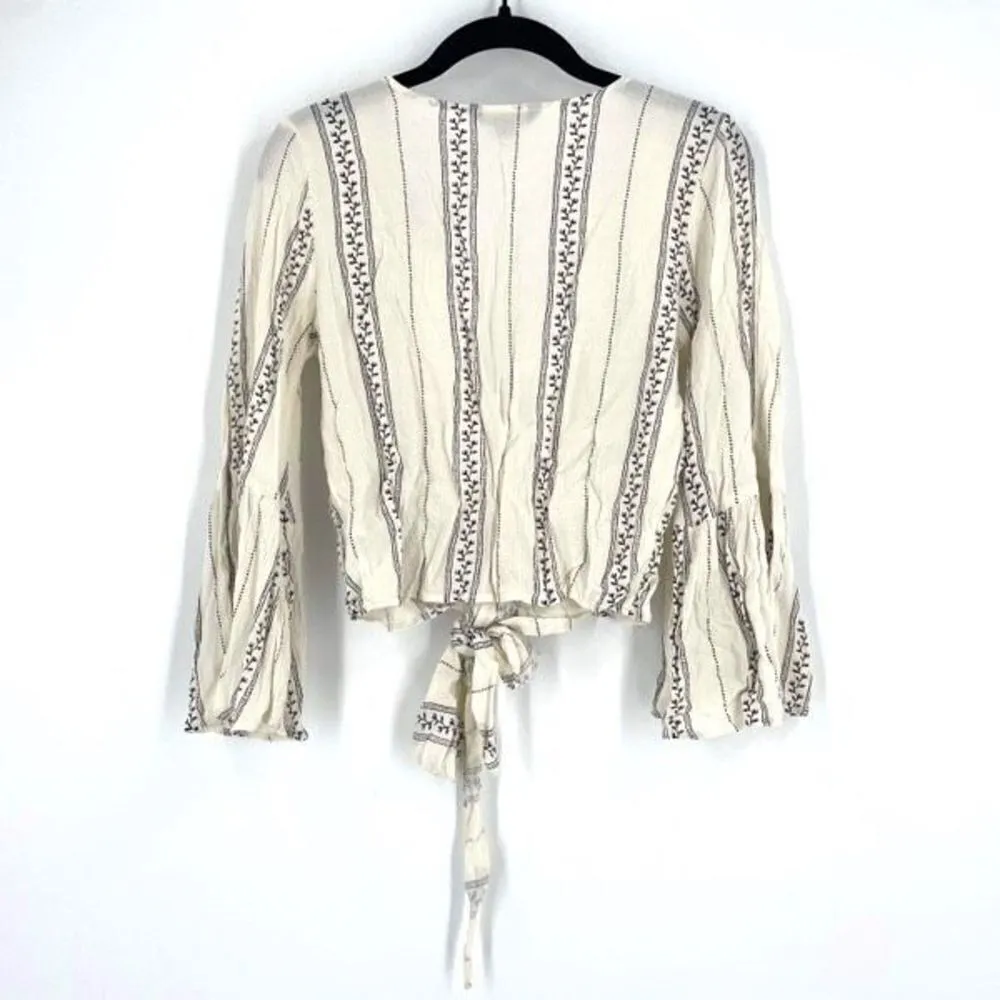 American Eagle Boho Tie Crop blouse Top Angel‎ bell sleeve XS Country Cowgirl - Image 4