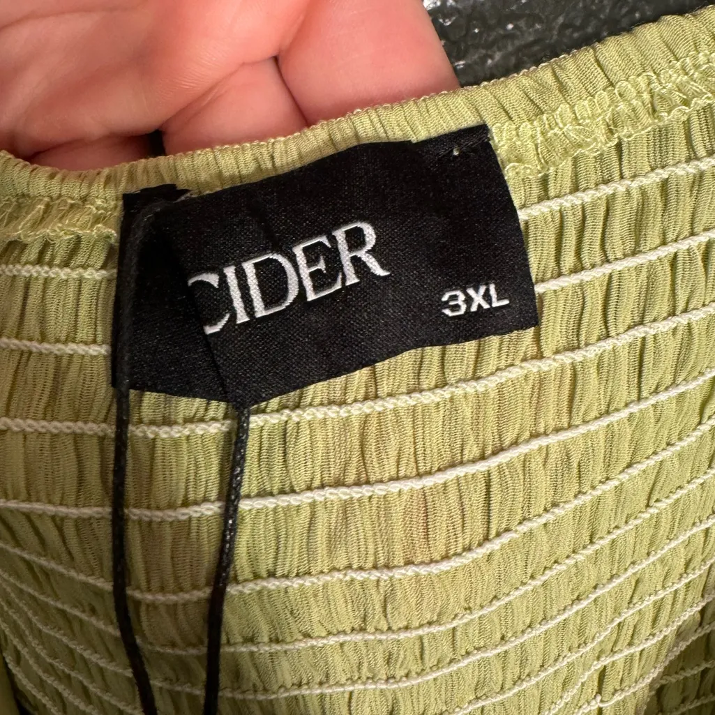 Cider Womens Plus Size Green Dress 3XL Ruffle V-Neck Smocked Spaghetti Strap - Image 3