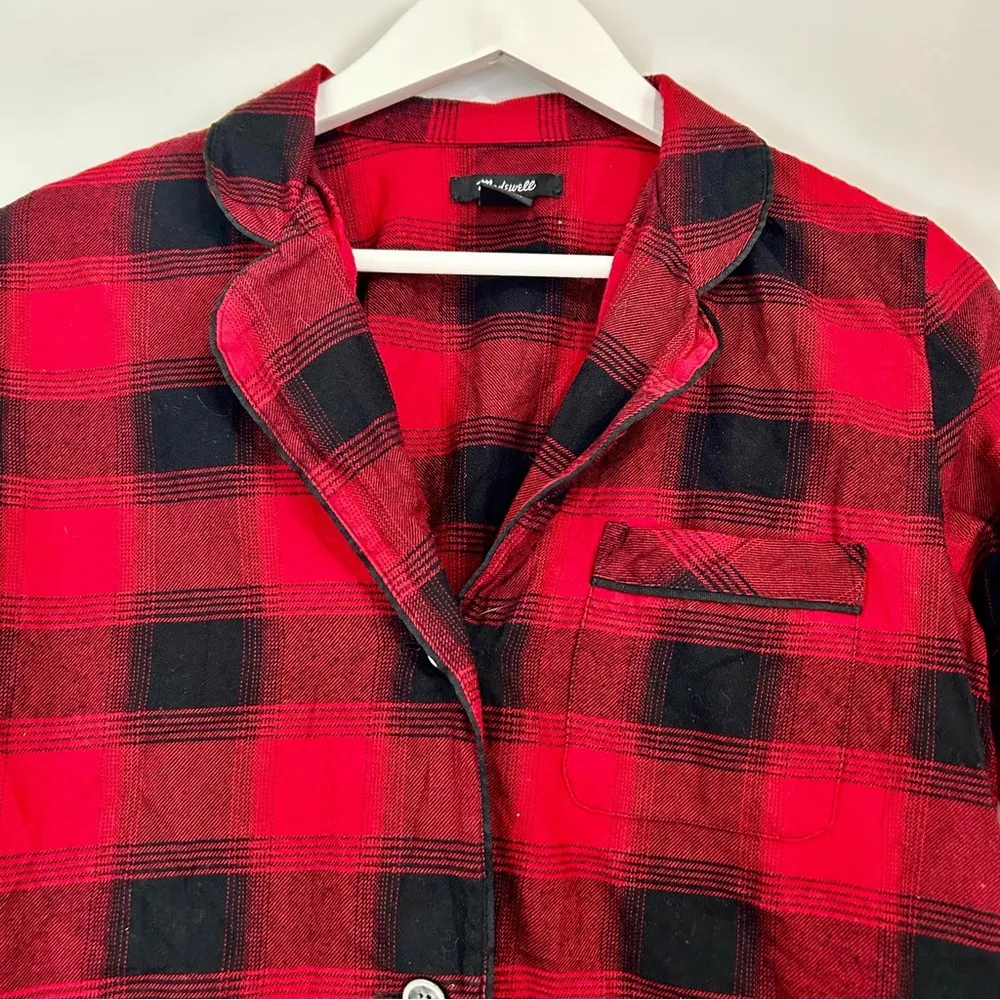 Madewell Women’s Flannel Button Down Pajama Top Red Size Small EUC - Image 2