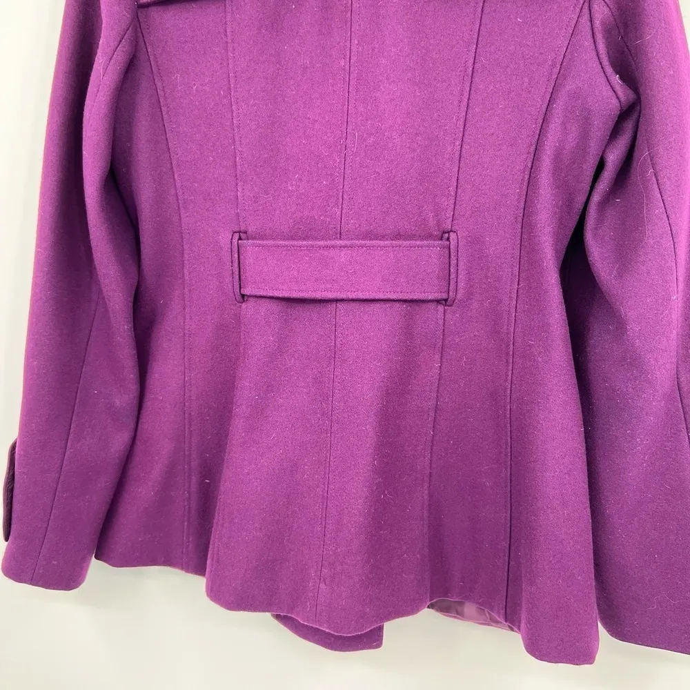 Green with Envy dark purple eggplant belted wool blend peacoat size medium - Image 2