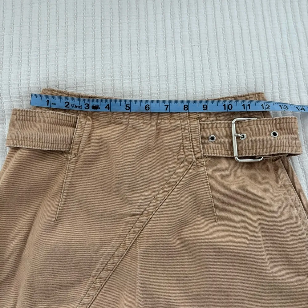 Urban Outfitters Womens Khaki High Waisted Belted Shorts Crisscross Skort Look 0 - Image 7