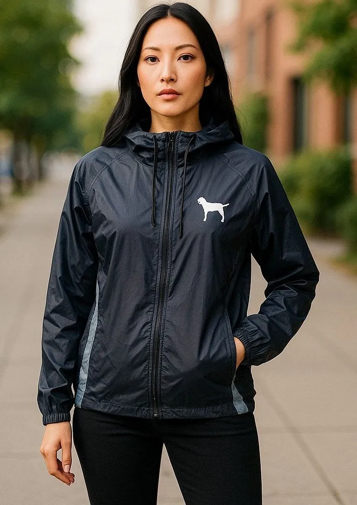 PINK Victoria's Secret Womens Windbreaker Black Gray Quarter‎ Zip Pullover XS S - Image 2