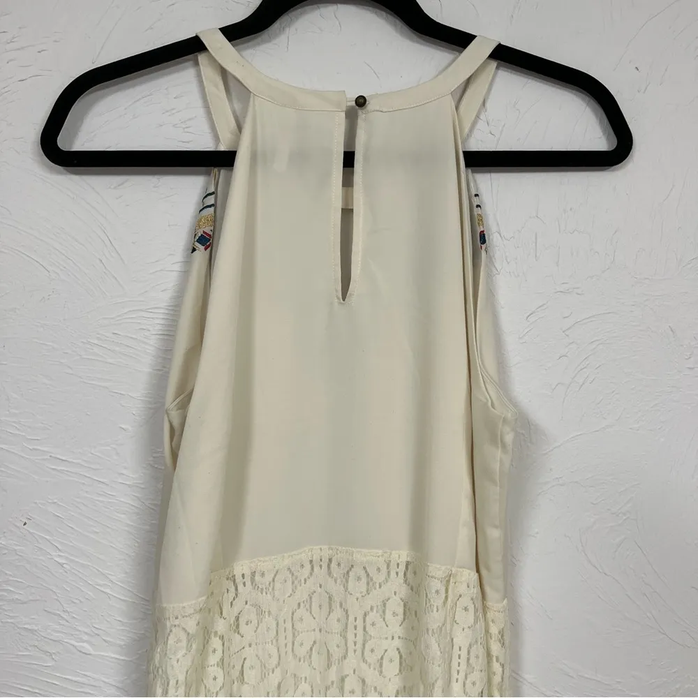 Gentle Fawn Gream Lace Embroidered Maxi Dress Womens L Boho Festival Sleeveless - Image 4