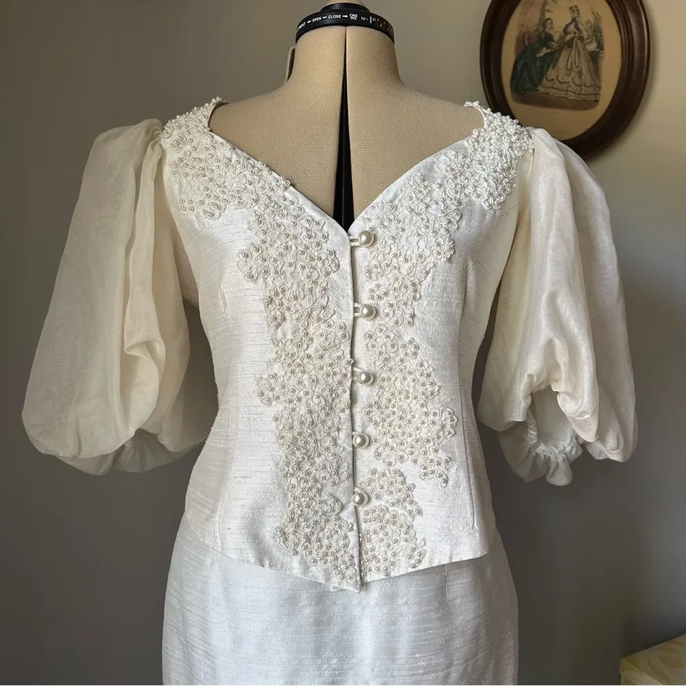 Vintage 1980s silky skirt set - Image 2