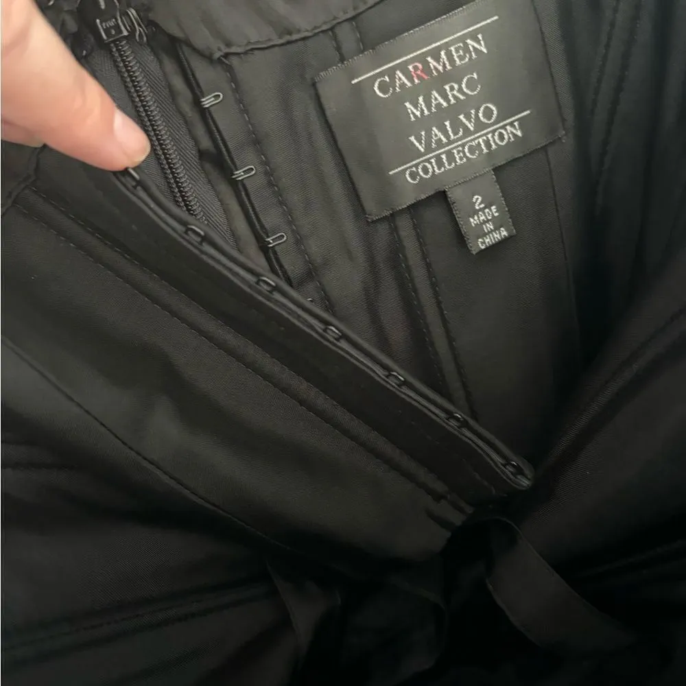 Carmen Marc Valvo black and ivory strapless dress size 2 Vintage 90s - Image 3