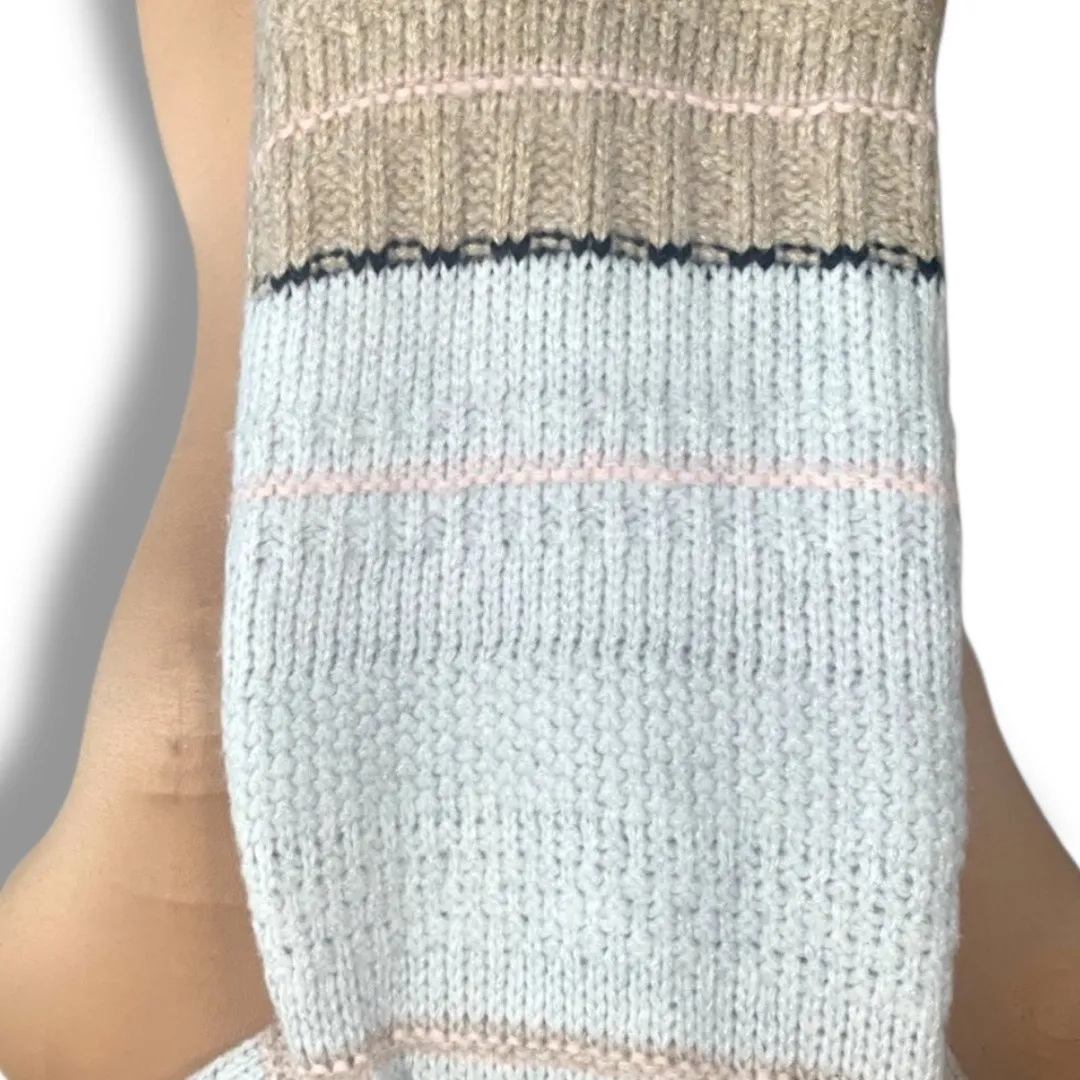 Vintage GAP Metallic Knit Colorblock Scarf Pastel Blue Beige Cozy Wool Blend - Image 4