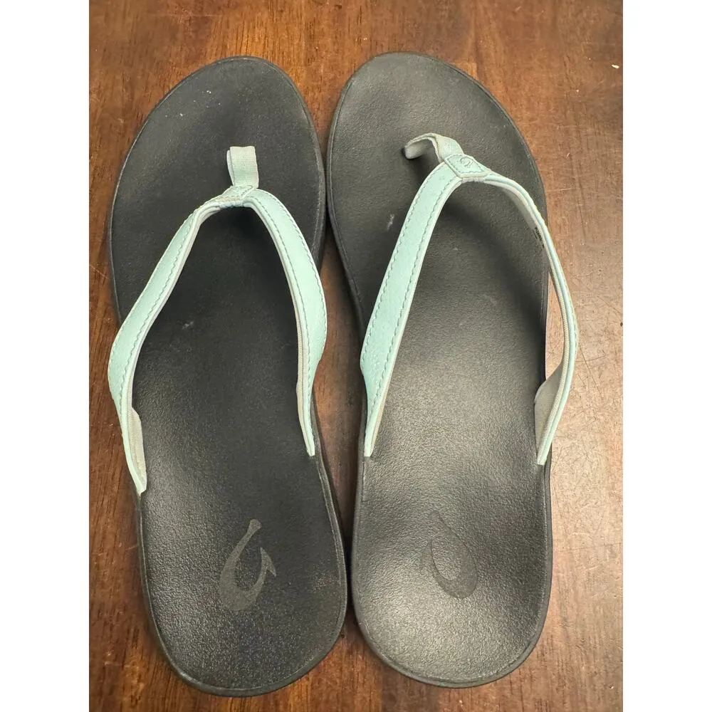Olukai women's puawe black and blue size 8 flip flop - Image 2