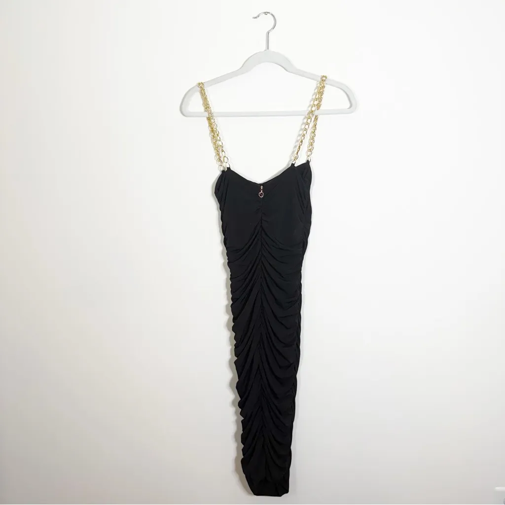 Nookie Allegra Chain Strap Sheath Dress Black Midi - Image 5