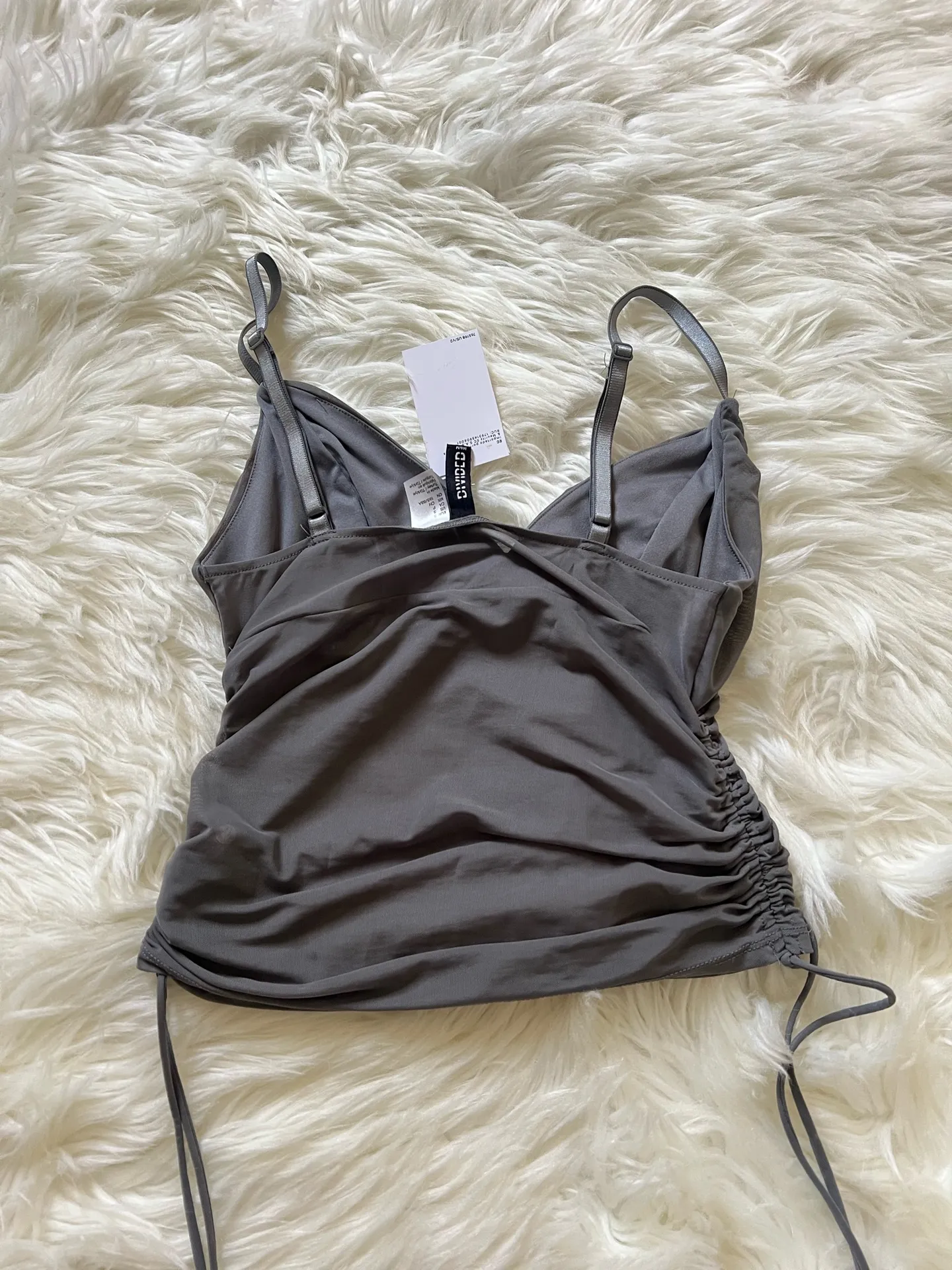 H&M Gray Ruched Spaghetti Strap Top - Image 5