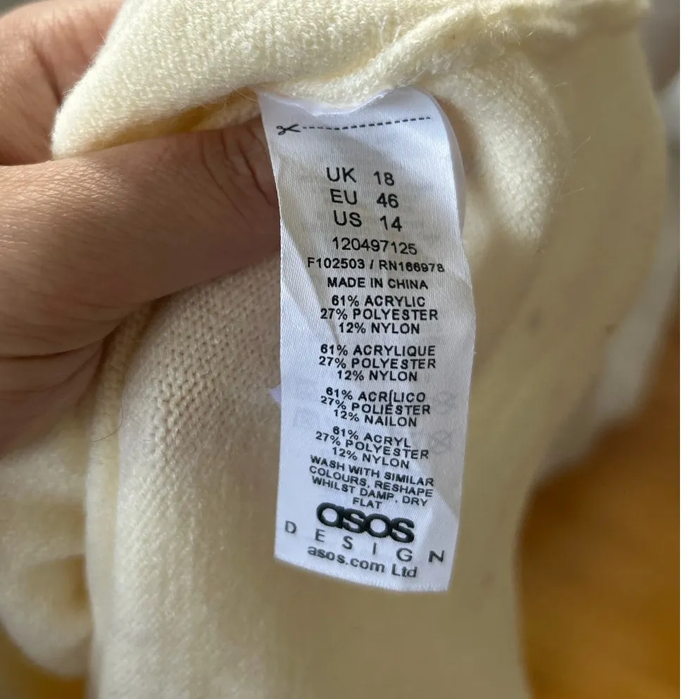 ASOS Cream White Scoop Pearl Button Rhinestone Sparkle Cardigan Coquette - Image 6