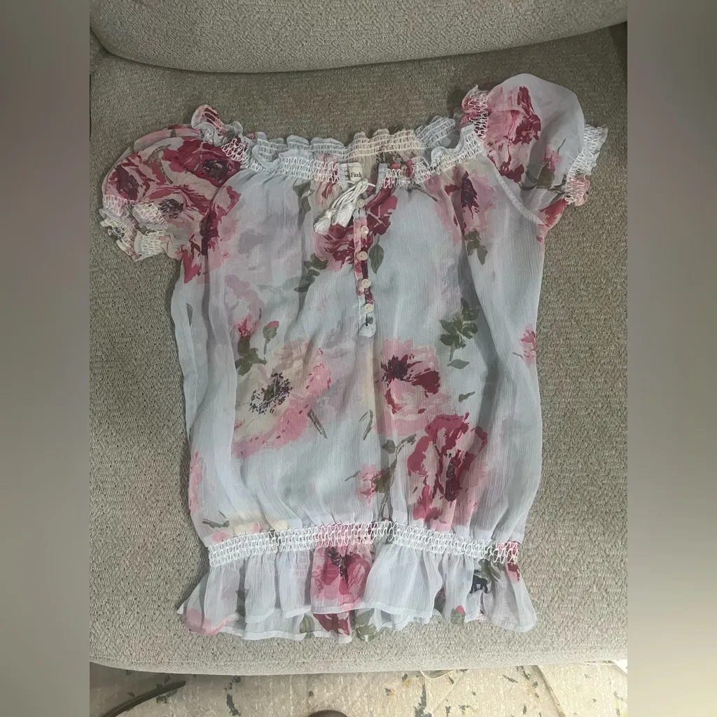 Abercrombie & Fitch Floral Blouse - Pink Sheer Boho Festival Sheered Y2K 2000 - Image 2