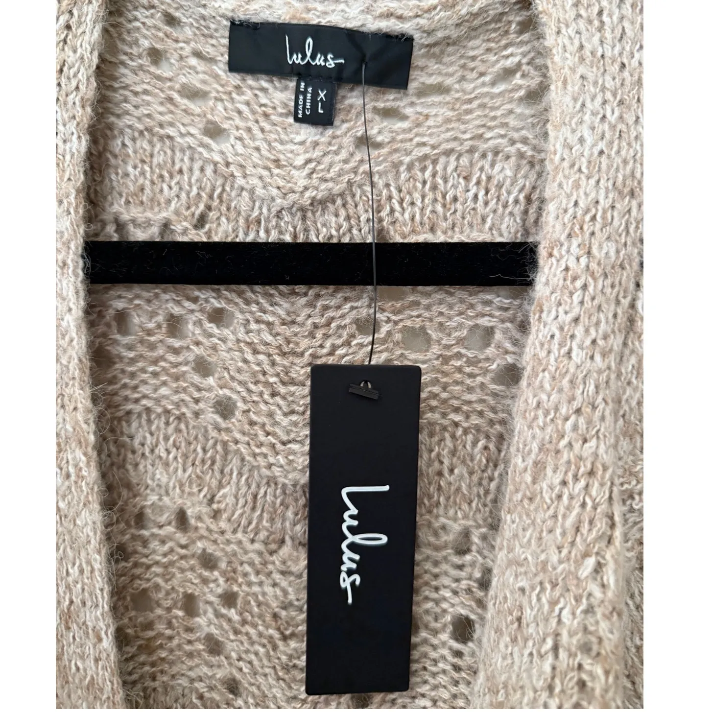 NEW Lulus Cottagecore SoftGirl Taupe Textured Balloon Sleeve Cardigan Sweater XL - Image 4