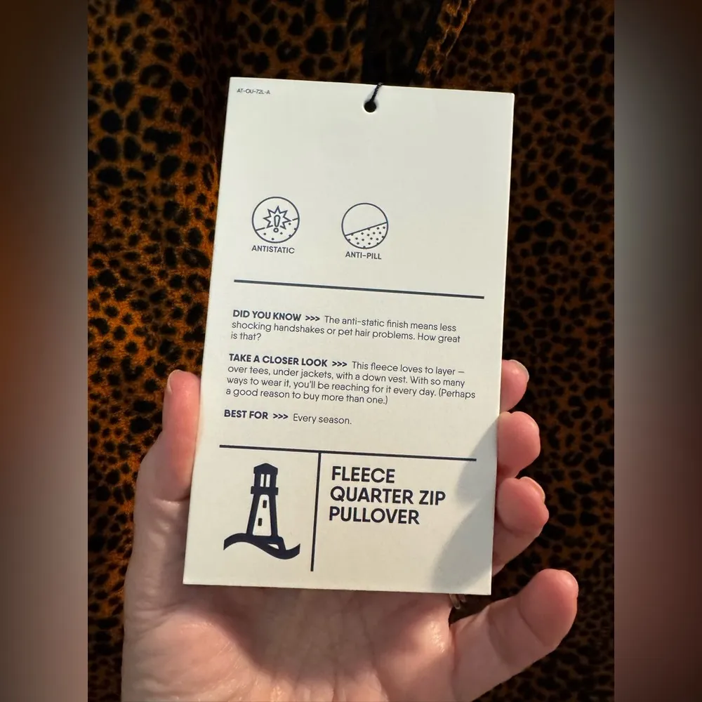 Lands' End New Womens Fleece Quarter Zip Burnt Caramel Leopard Orange Size XL 18 - Image 5