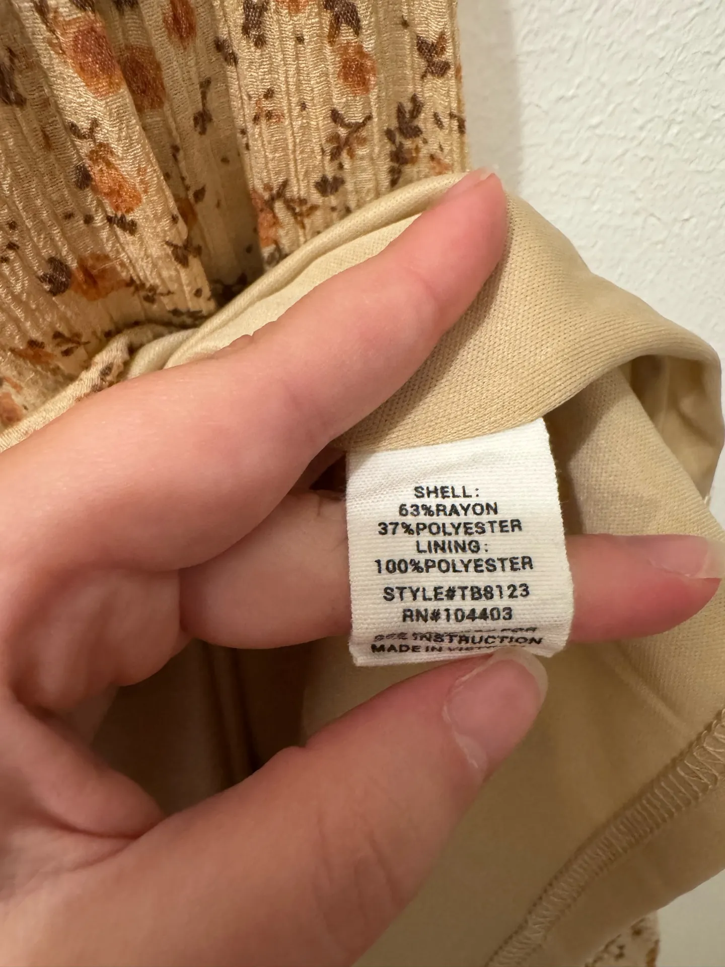 Mine Floral Dress Tan Size L - Image 6