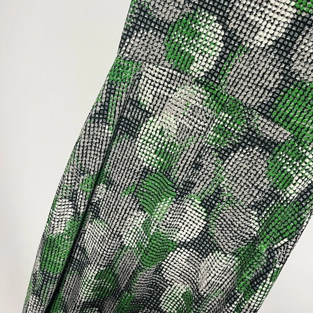 Flattering Geometric Faux Wrap Dress Sleeveless Black Green White Stretchy Sz 6 - Image 16