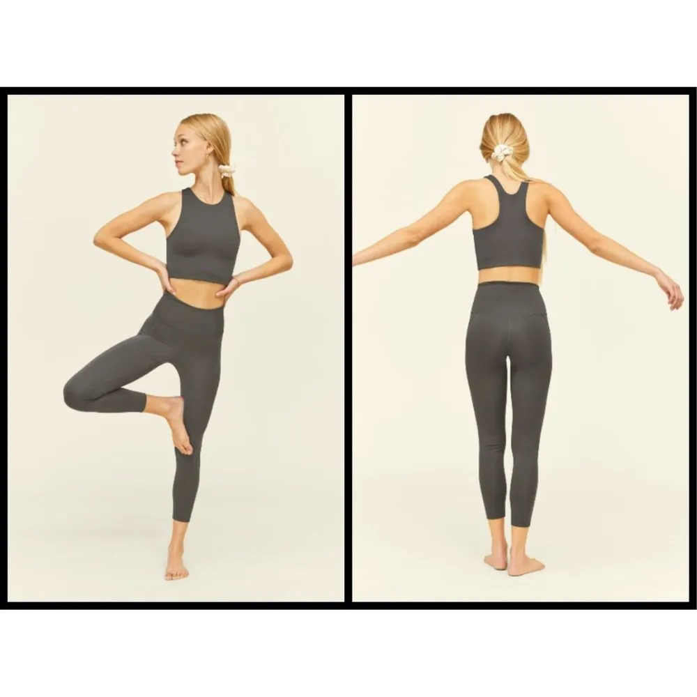 đź’•GIRLFRIENDđź’• Compressive High-Rise 7/8 Legging Moon Charcoal Gray L NWT - Image 3