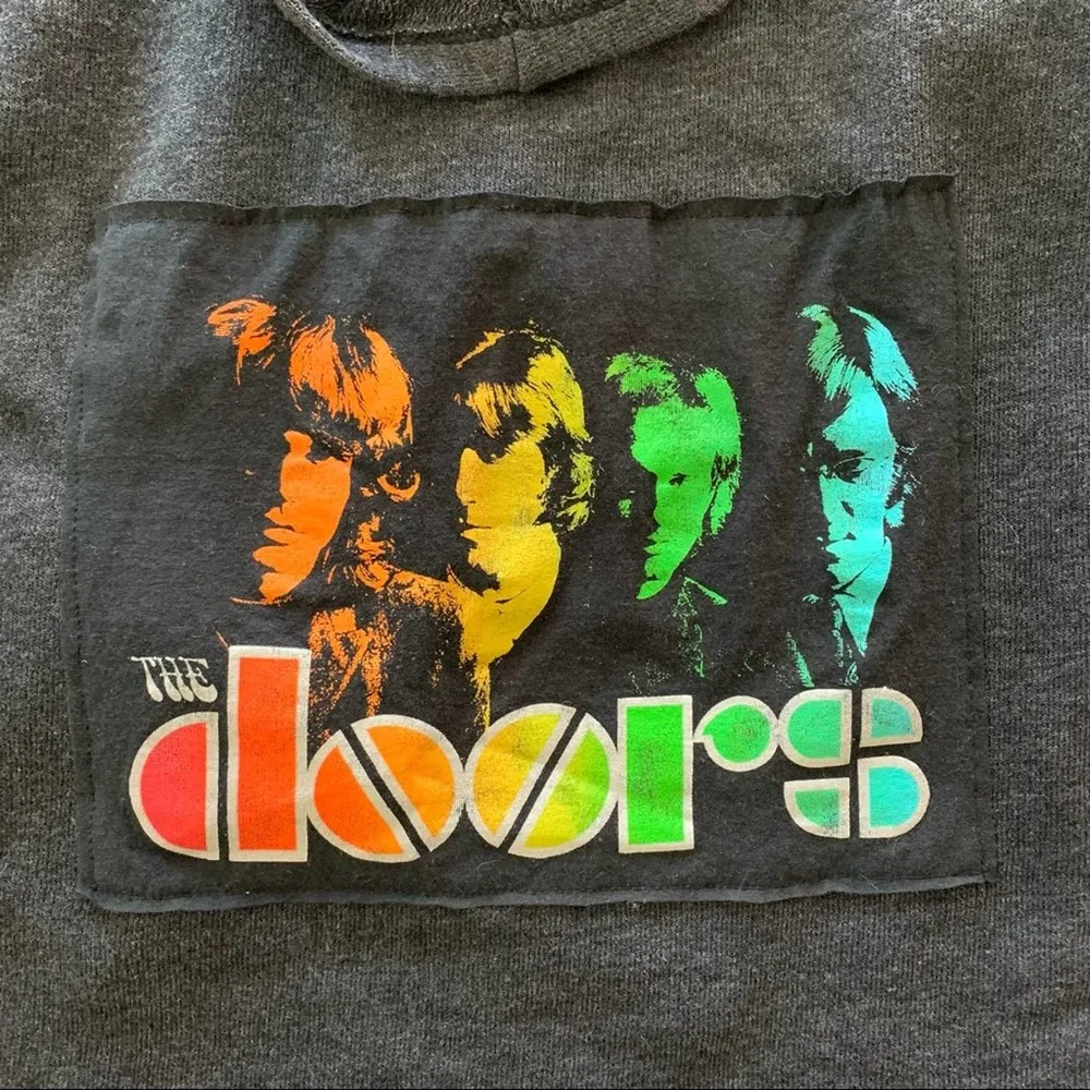 Via Penny Lane Reworked Apparel | The Doors Lace Up Hoodie Sweater Medium Gray - Image 6