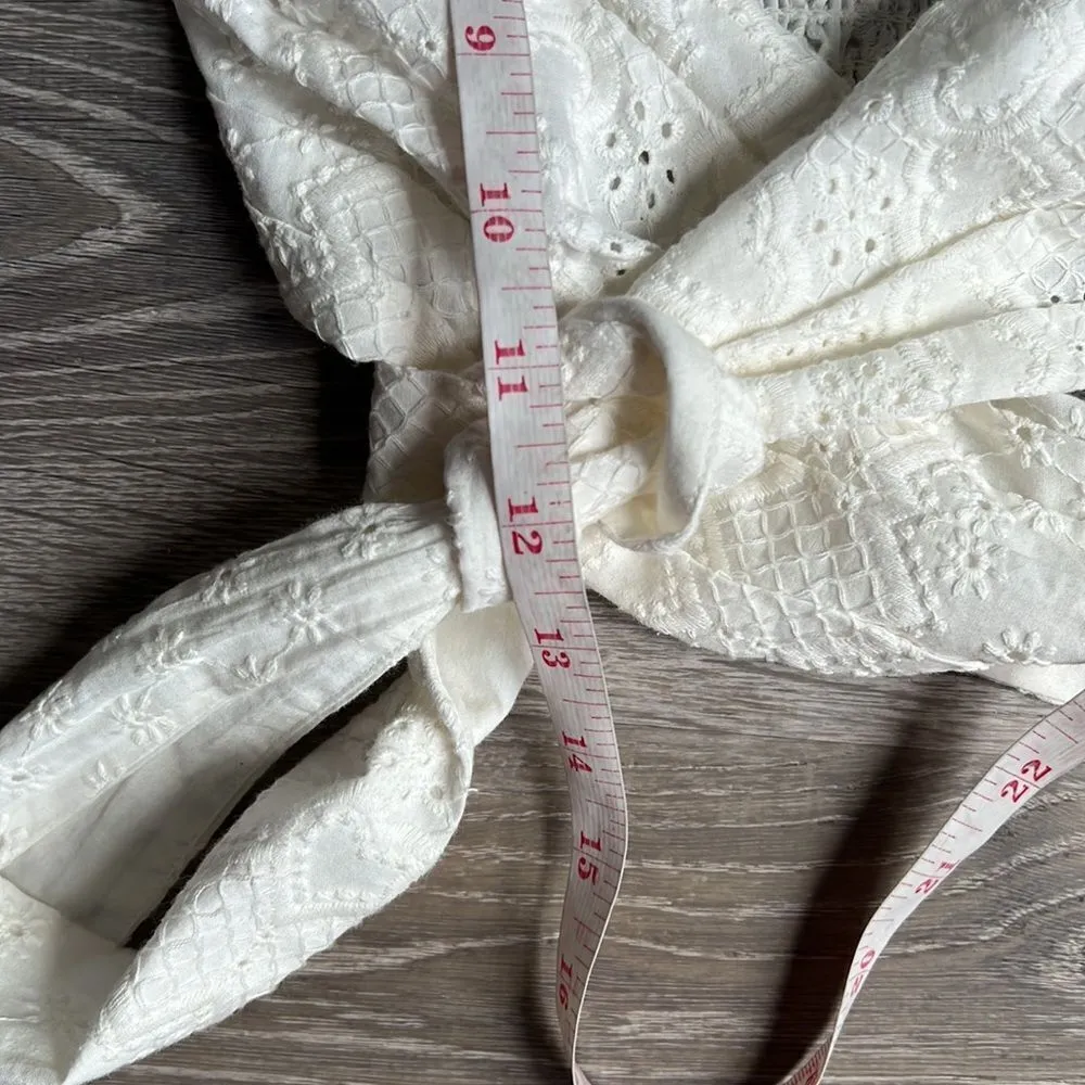 For Love & Lemons Charlotte Eyelet Wrap Top in White Heart - Image 10