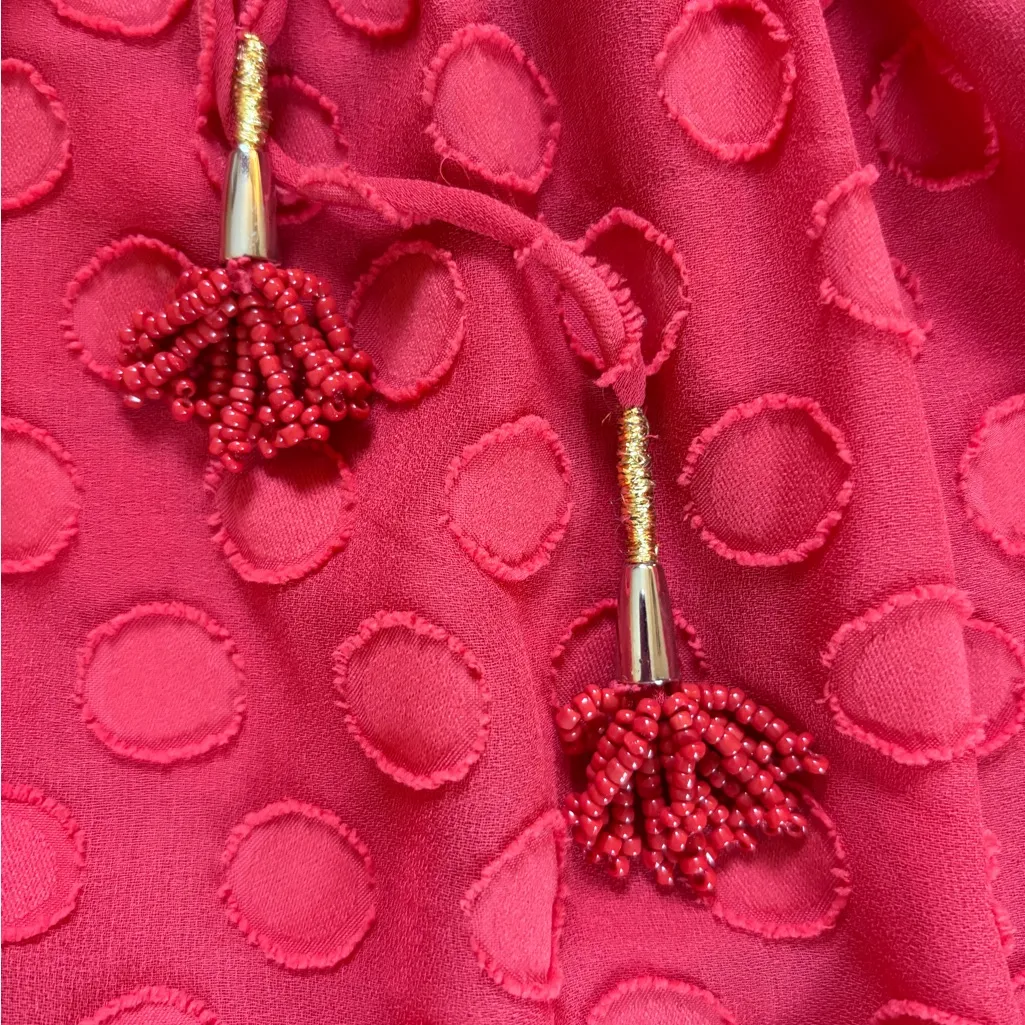 Soft Surroundings Besito Blouse Red Polka Dot Bell Sleeve Womens Medium NEW - Image 12