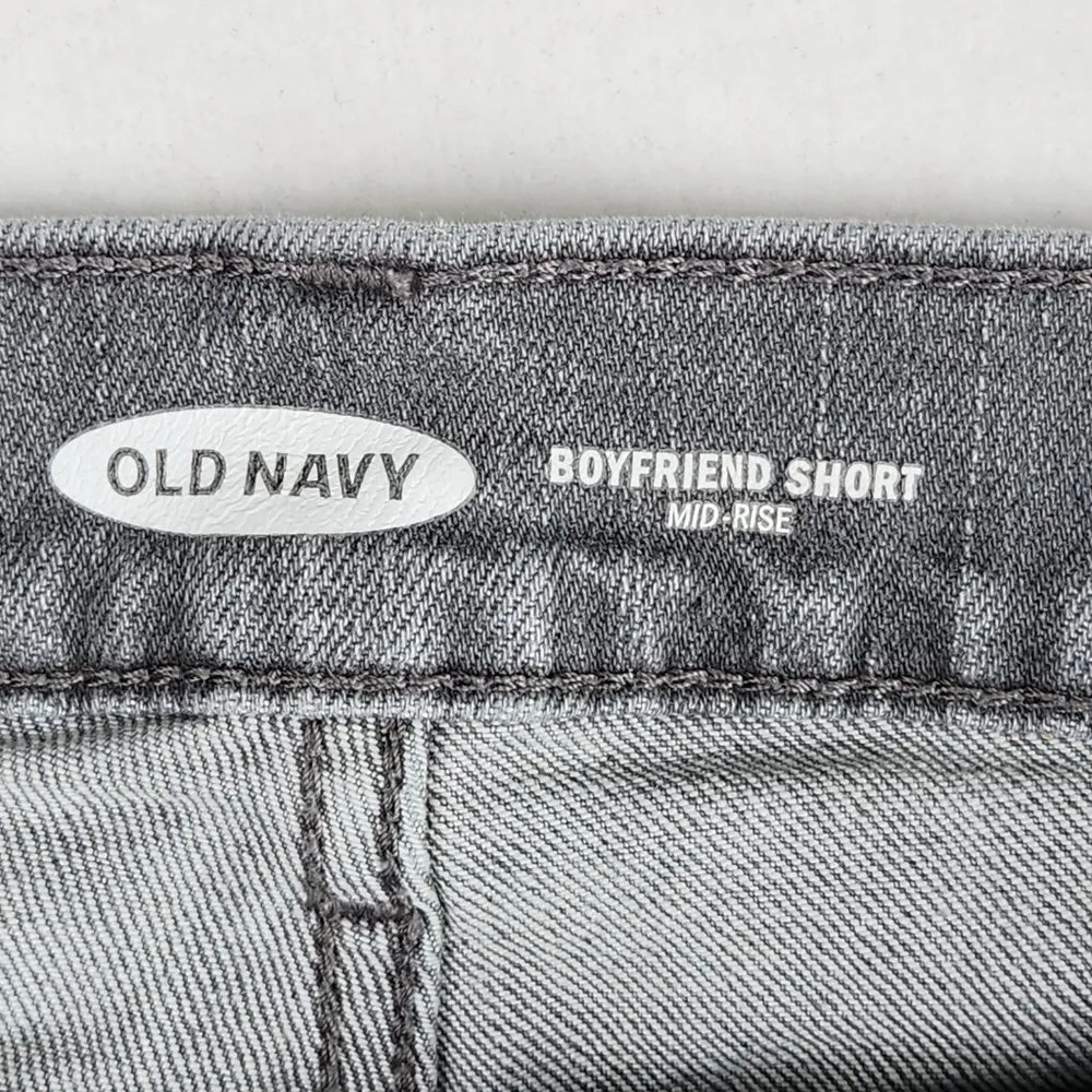 Old Navy Boyfriend Cuffed Cutoff Shorts Mid Rise Size 30" Gray Denim Distressed - Image 3