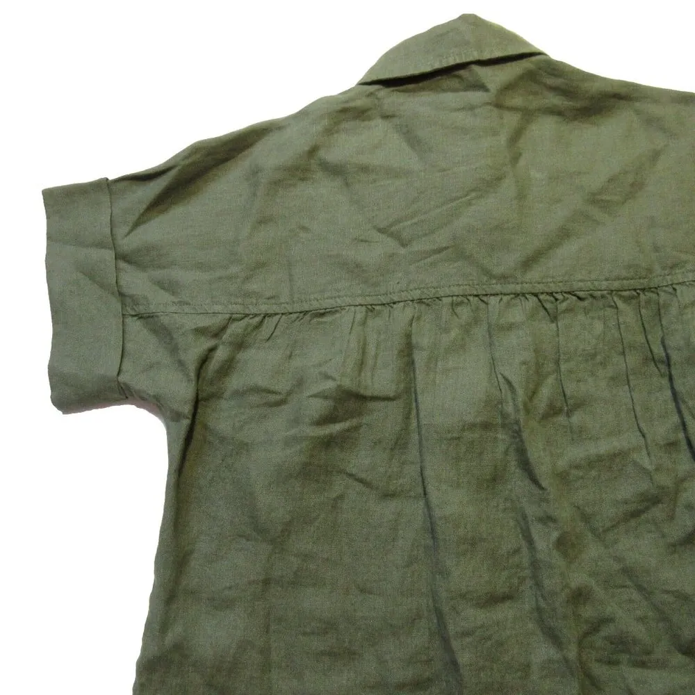 NWT J.Crew Relaxed-fit Short-sleeve Olive Baird McNutt Irish Linen Shirtdress XS - Image 5