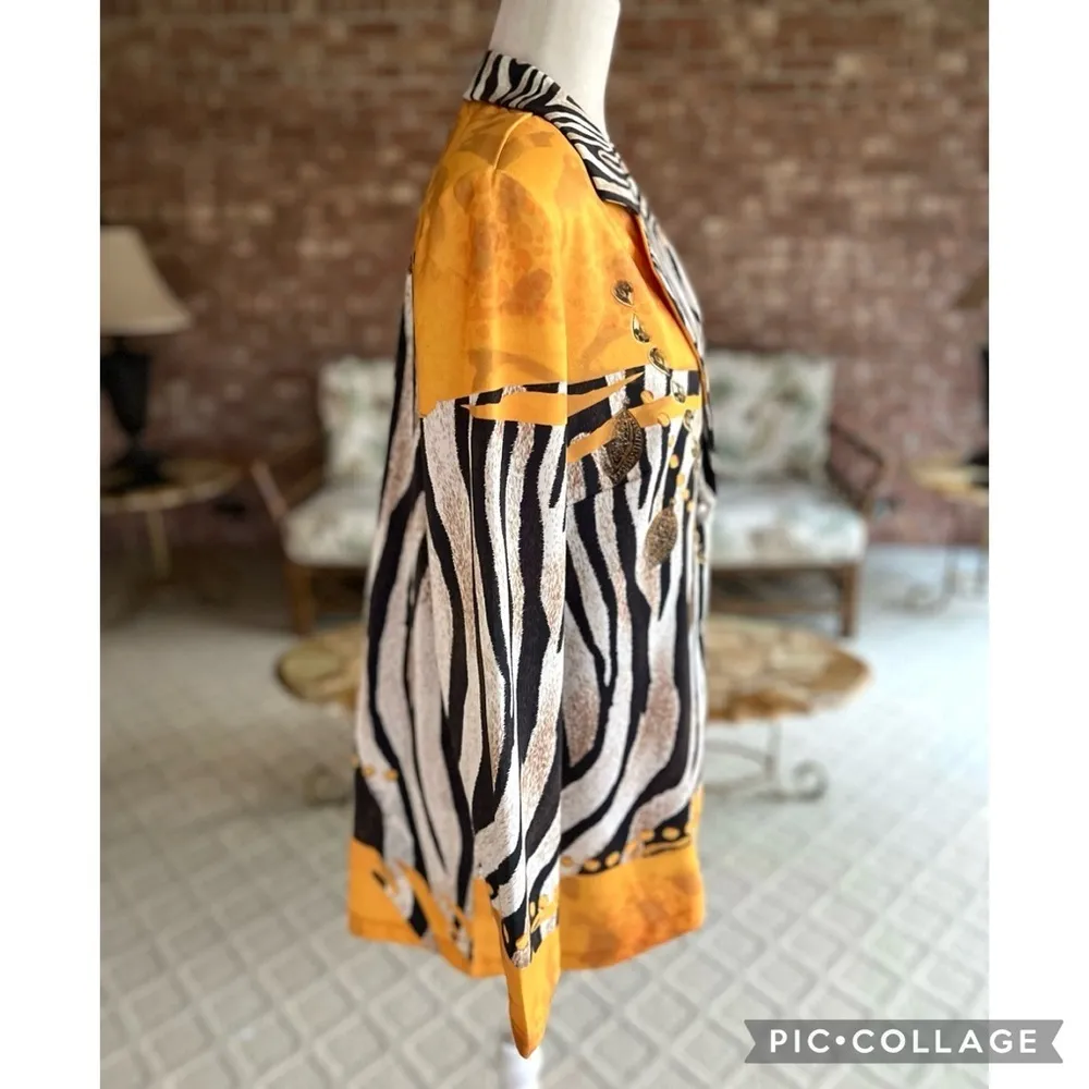 Missy Jacket Yellow Animal Print Ponte Knit Blazer XL Party Festival Chic Glam - Image 12