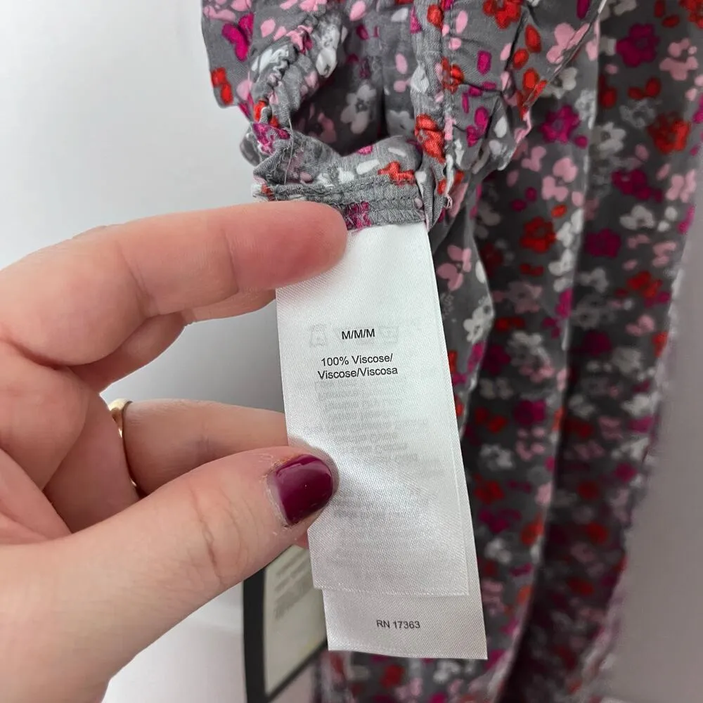 DKNY Women's Pink Ditsy Floral Stretch Wide Leg Pedal Pusher Pull On Pants M NEW - Image 8