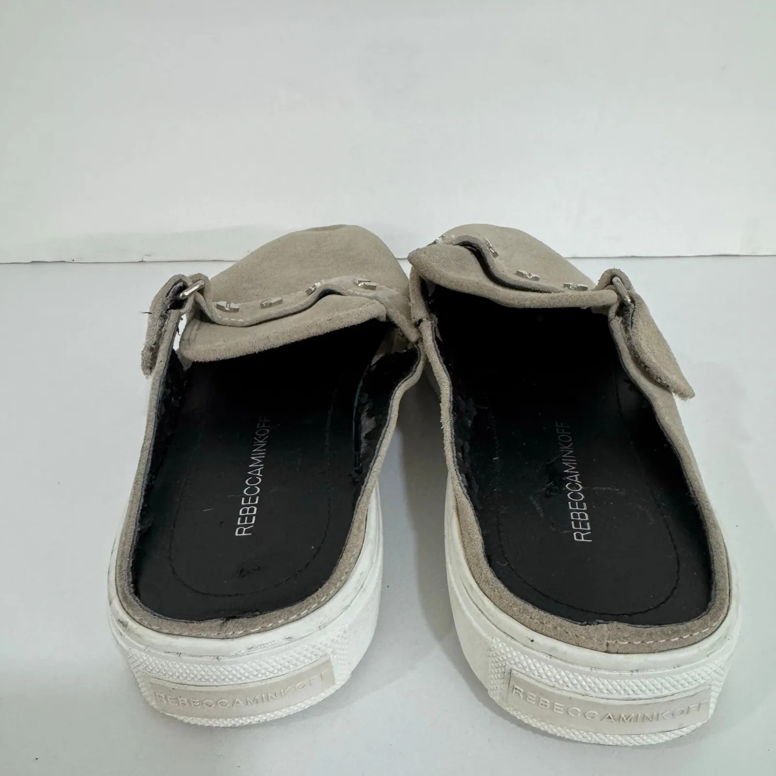 Rebecca Minkoff Sonia Women's Brown Taupe Slip-On Mules Flats Studded
 Size 9.5 - Image 5