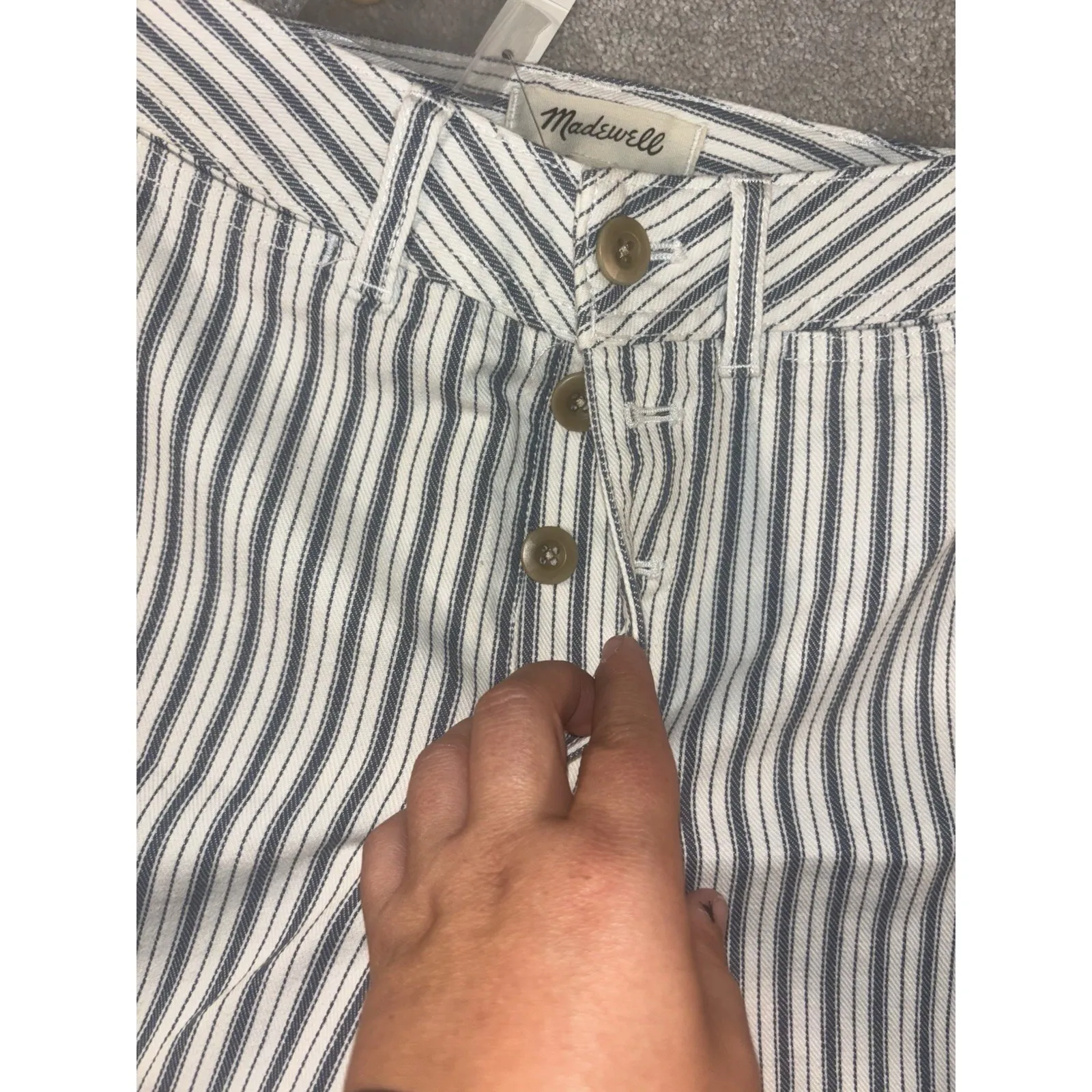 Madewell Emmett Wide-Leg Crop Pants in Herringbone Railroad Stripe Size 23‎ NEW - Image 4