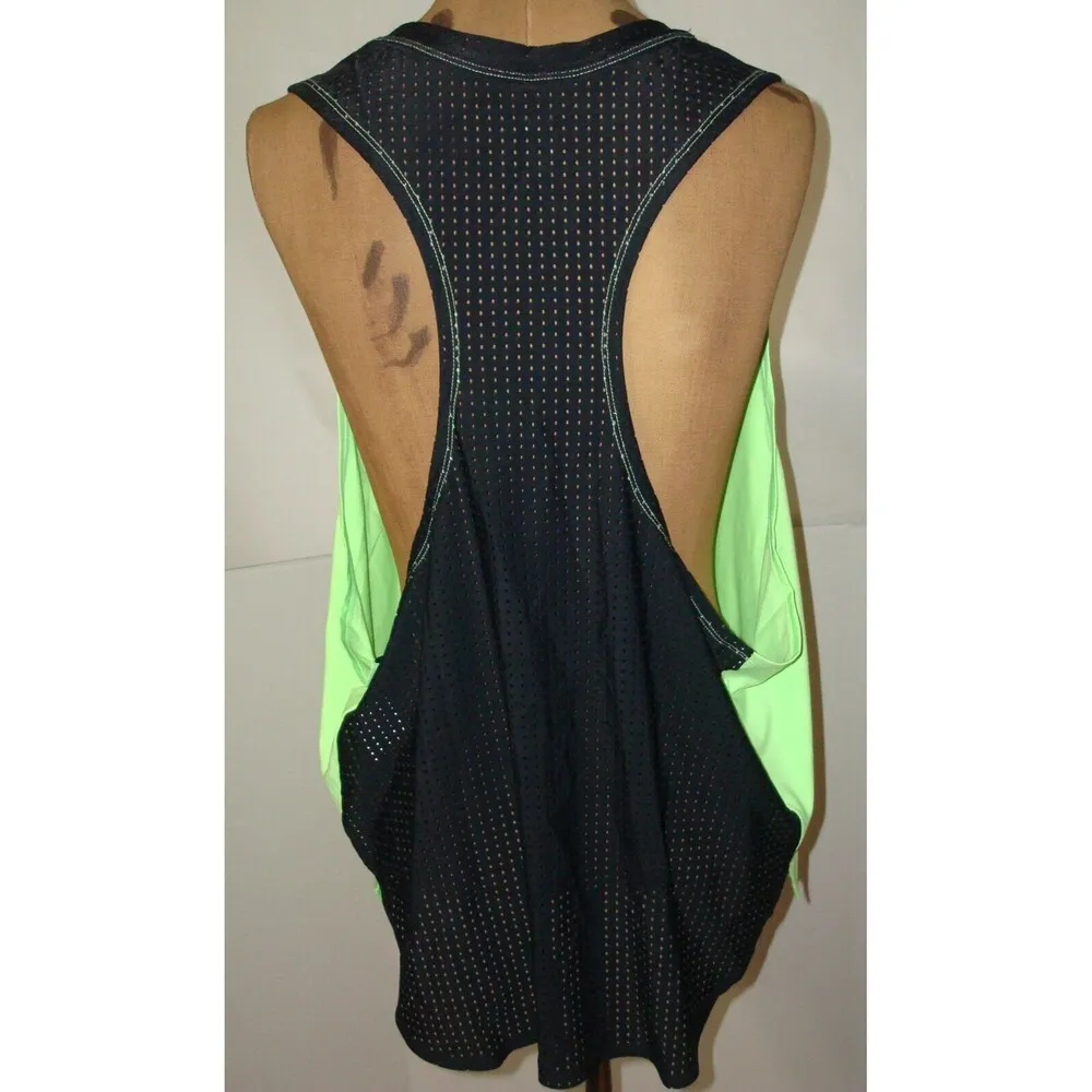 New Womens Nike Swim Womens Tank Cover Mesh Back XL Workout Bright Green Black - Image 8