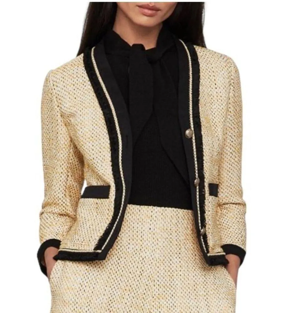 BCBGMAXAZRIA | Tweed Button Up Blazer in Yellow Multicolor SZ SMALL - Image 14