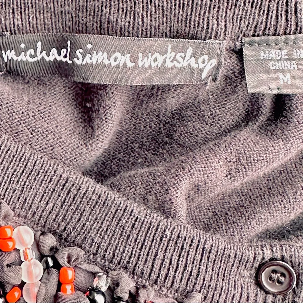 Michael Simon Workshop Black Beaded Women's Cardigan Size M - Image 14
