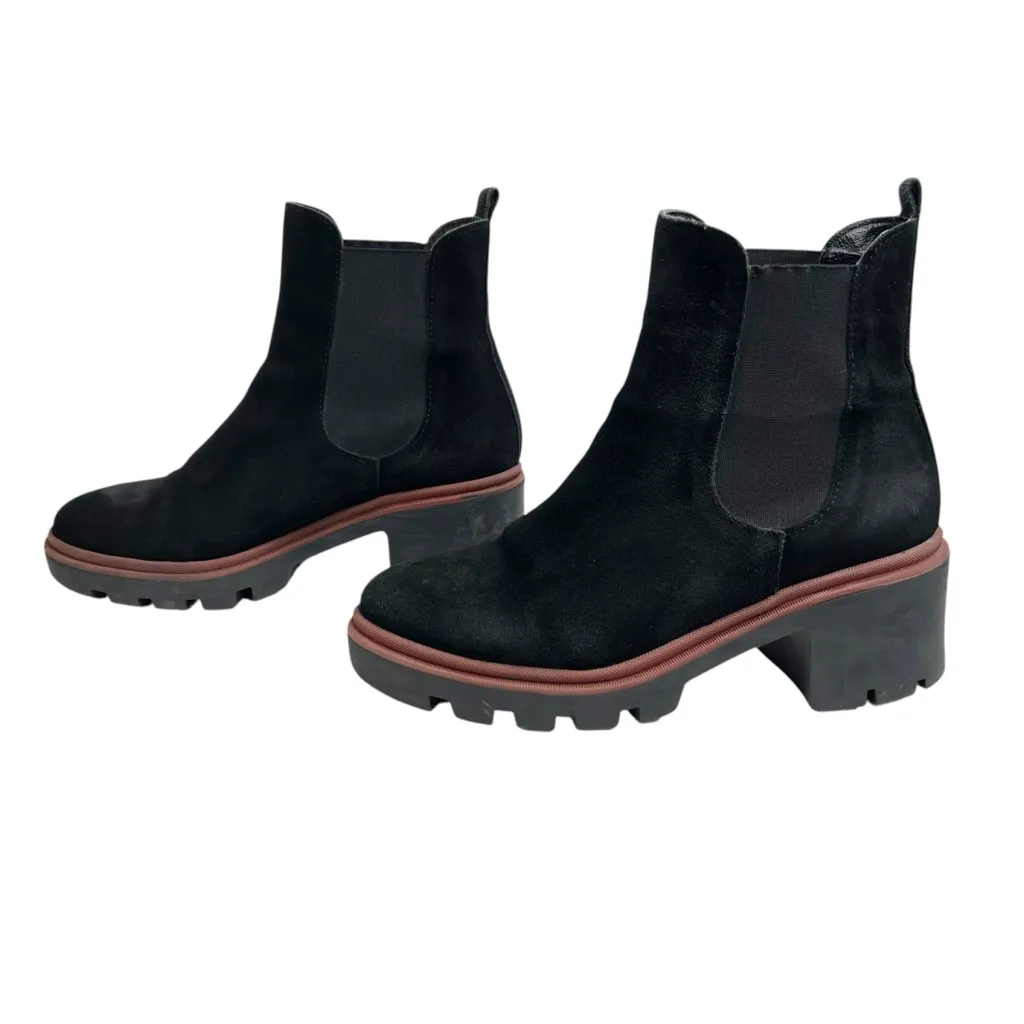 Antonio de Faria Black Suede Chunky Heeled Chelsea Boots Size 8 - Image 4