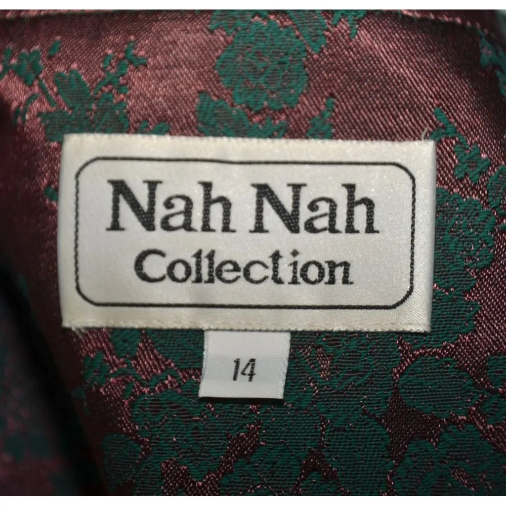 Vintage Nah Nah Collection Green Jacket & Maxi Dress Size M Jacquard Embroidered Size M - Image 13