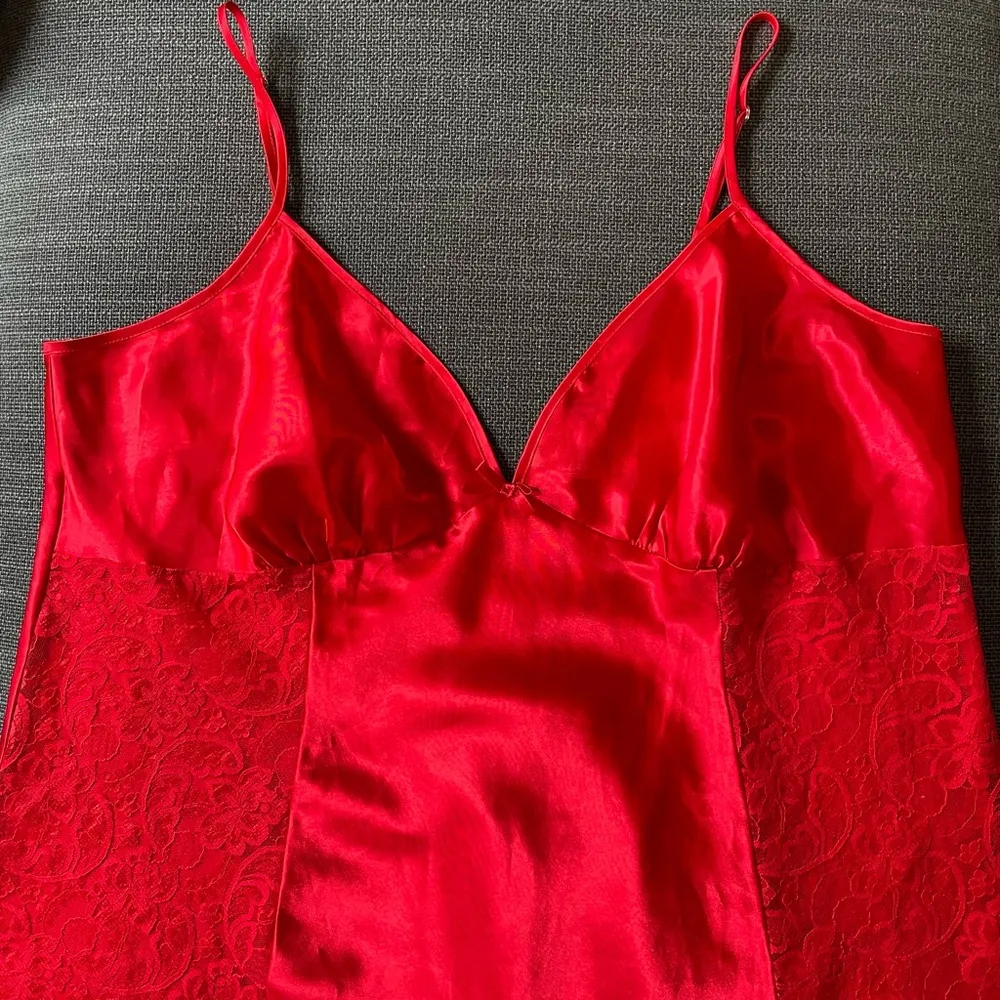 Vintage Red Satin Slip Dress Lace Ashley Stewart Babydoll Plus Size Lingerie - Image 3