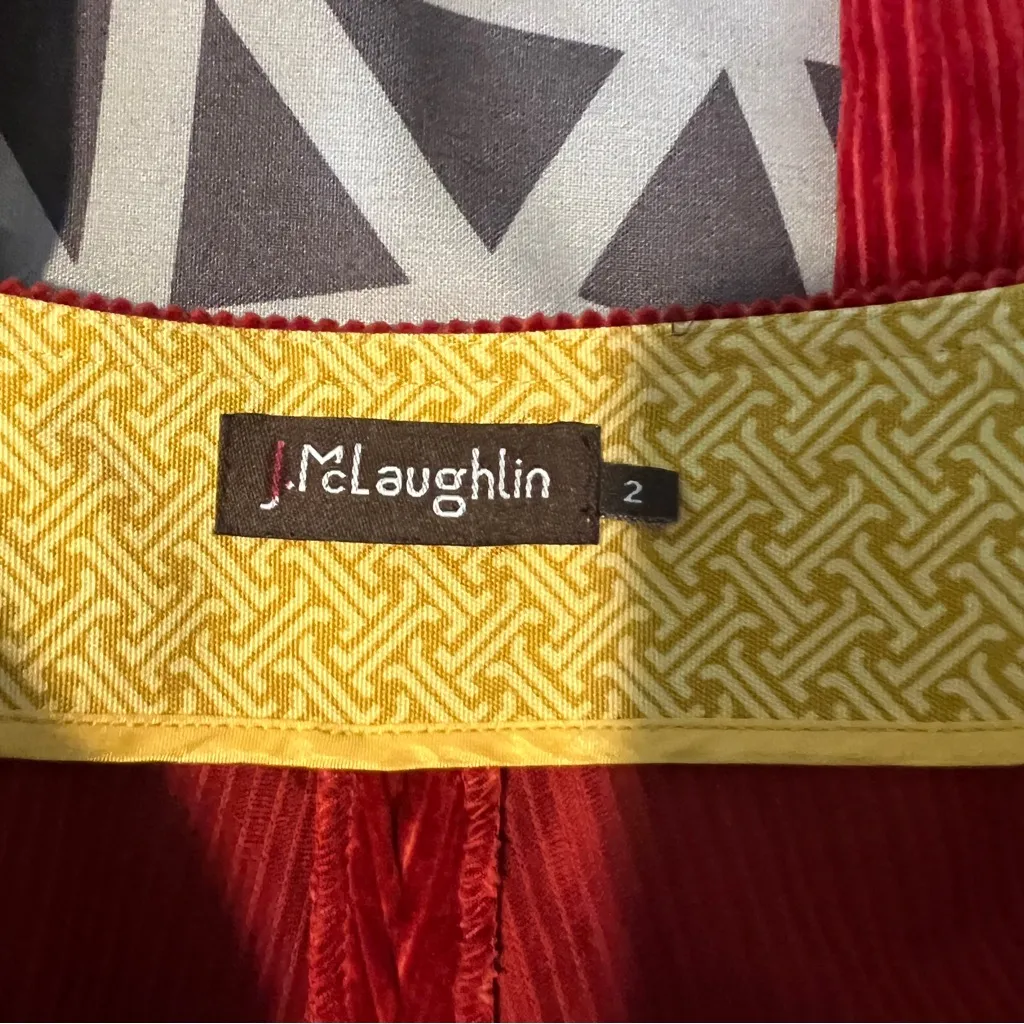 J. McLaughlin Red Stretch Corduroy Cotton Mid Rise Straight Leg Size‎ 2 - Image 6